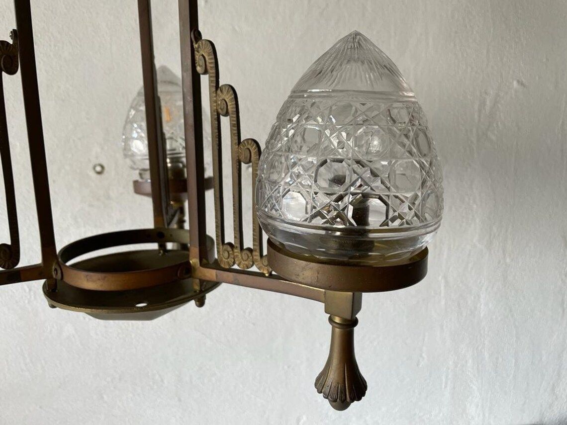 Unique French Copper Architectural Body Chandelier 1940s France photo vinterior