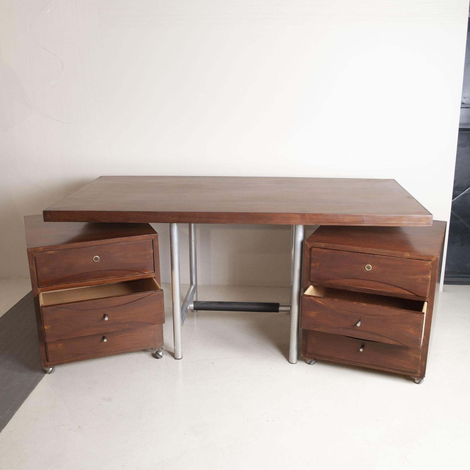 Italian Mid Century Walnut Desk From The Sixties photo for sale