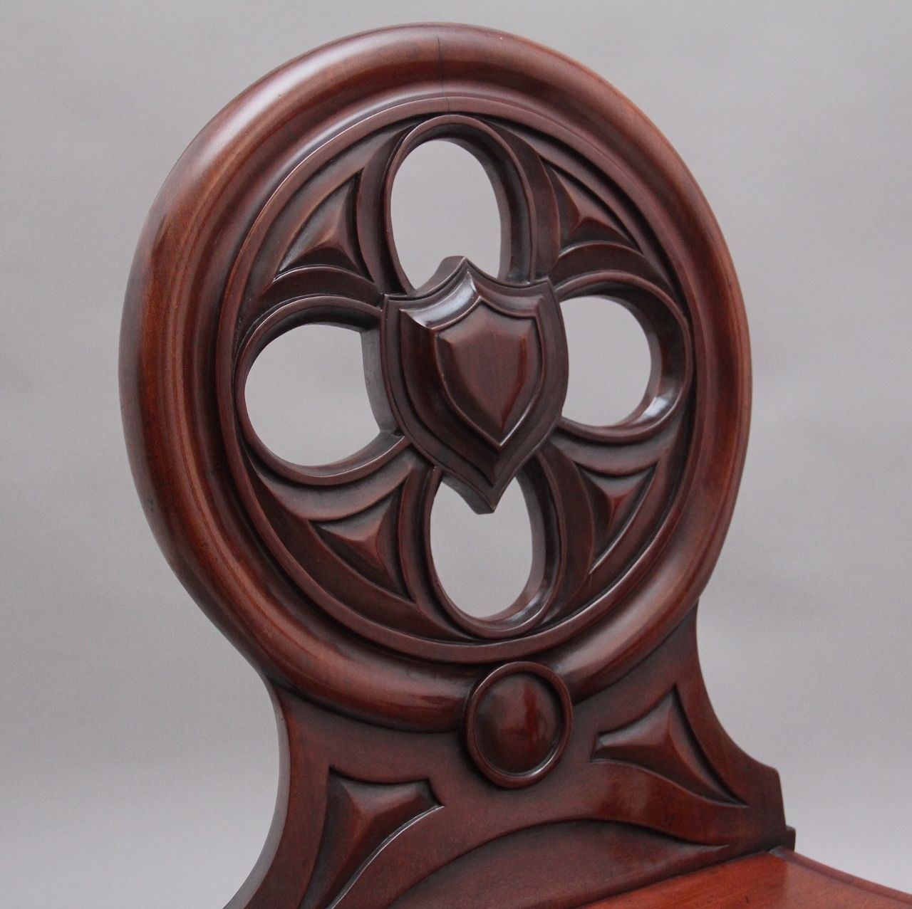 Pair Of 19th Century Antique Mahogany Hall Chairs photo vintage