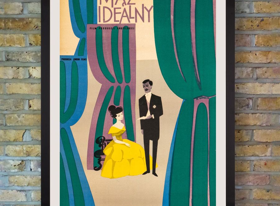 'An Ideal Husband' Original Vintage Film Poster By Wiktor Gorka, Polish, 1956 photo furniture