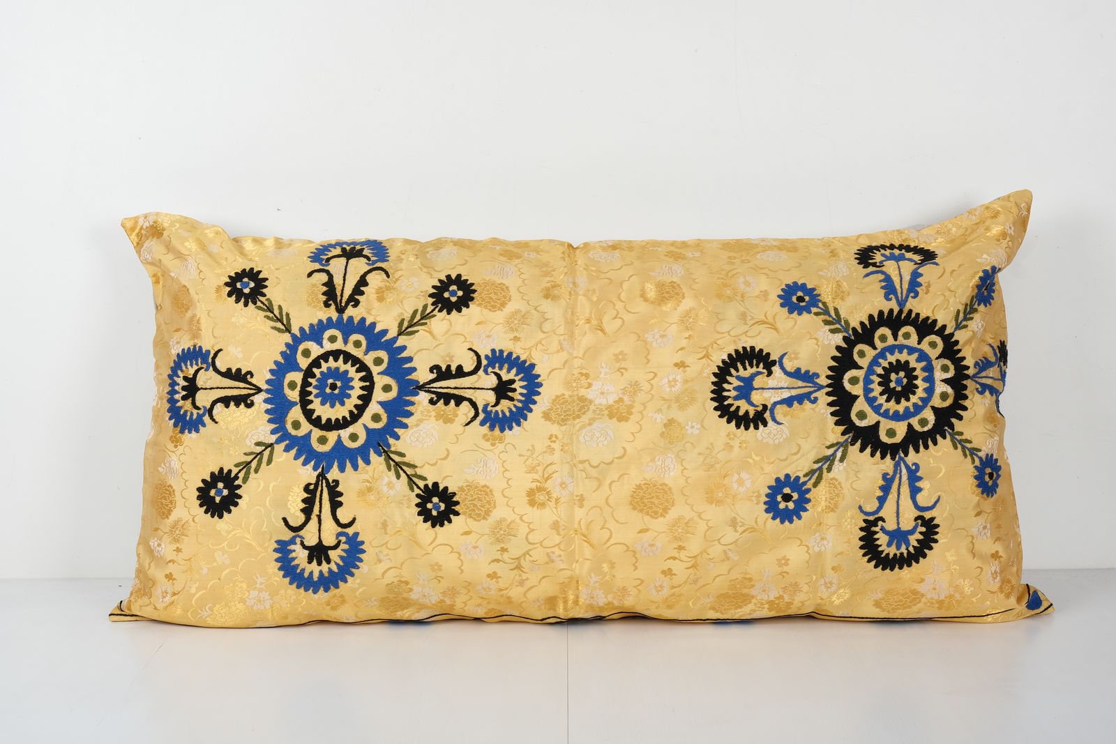 Suzani Body Pillow Fashioned From A Tashkent Suzani, Extra Long Samarkand Cushion Cover 23''X43''
