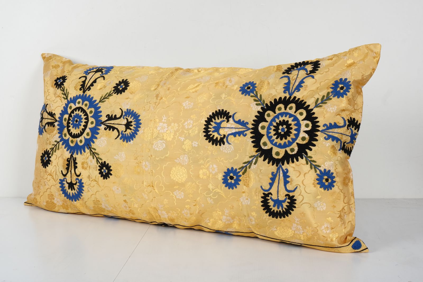 Suzani Body Pillow Fashioned From A Tashkent Suzani, Extra Long Samarkand Cushion Cover 23''X43'' photo Textiles