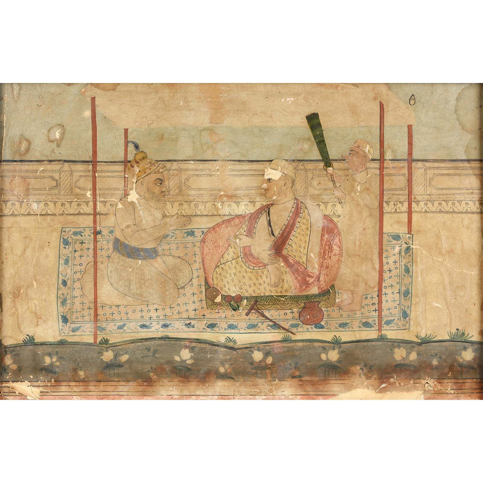 Framed Watercolour Of A Mughal Court Scene   18thc photo furniture