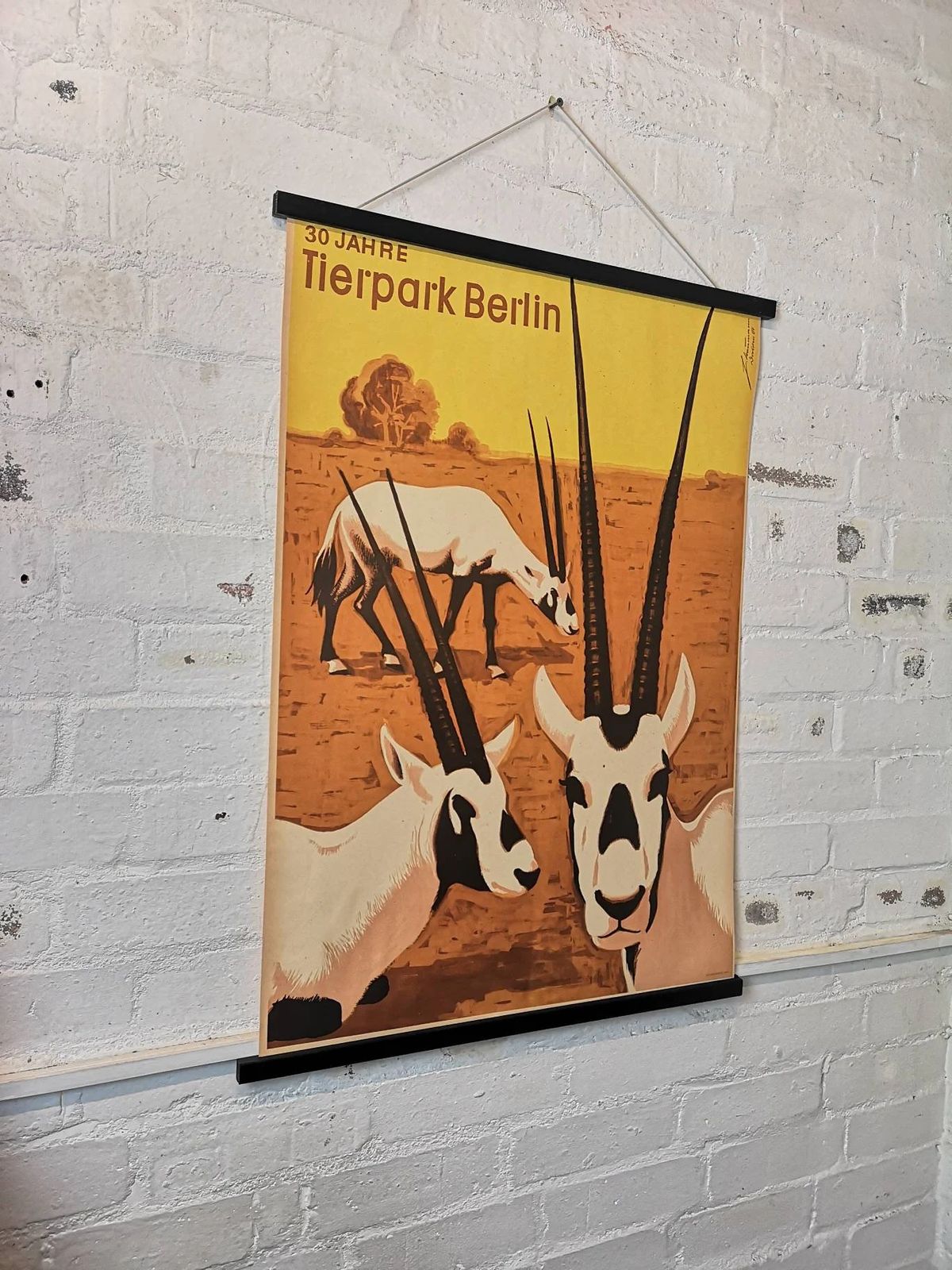 Vintage 1980s Tierpark Berlin Original Zoo Poster Advertising Of A Herd Of Ibex Celebrating 30 Years photo vinterior