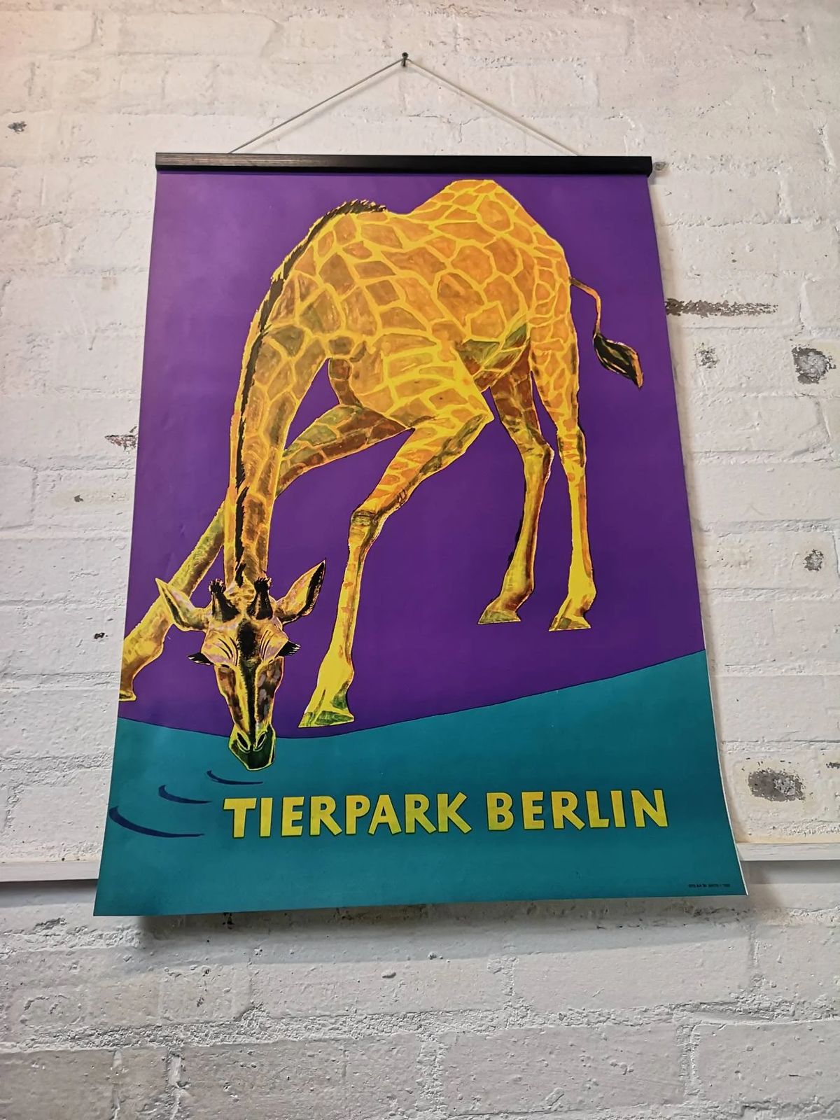 Vintage 1970s Tierpark Berlin Original Zoo Poster Advertising Of A Giraffe photo vinterior