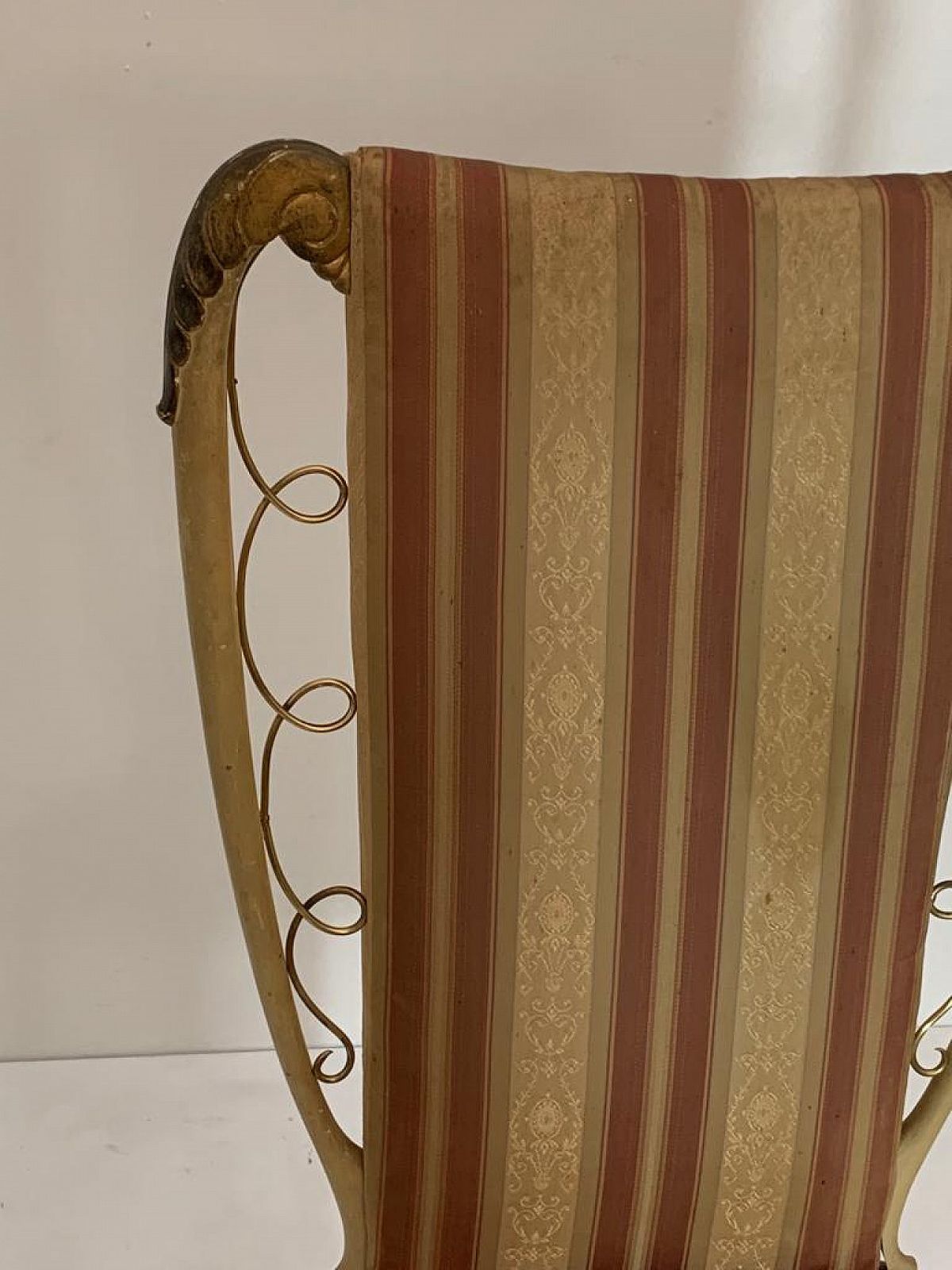 Lacquered Chair With Carved Inserts And Brass Details Attributed To Guglielmo Ulrich, 1950s photo Furniture