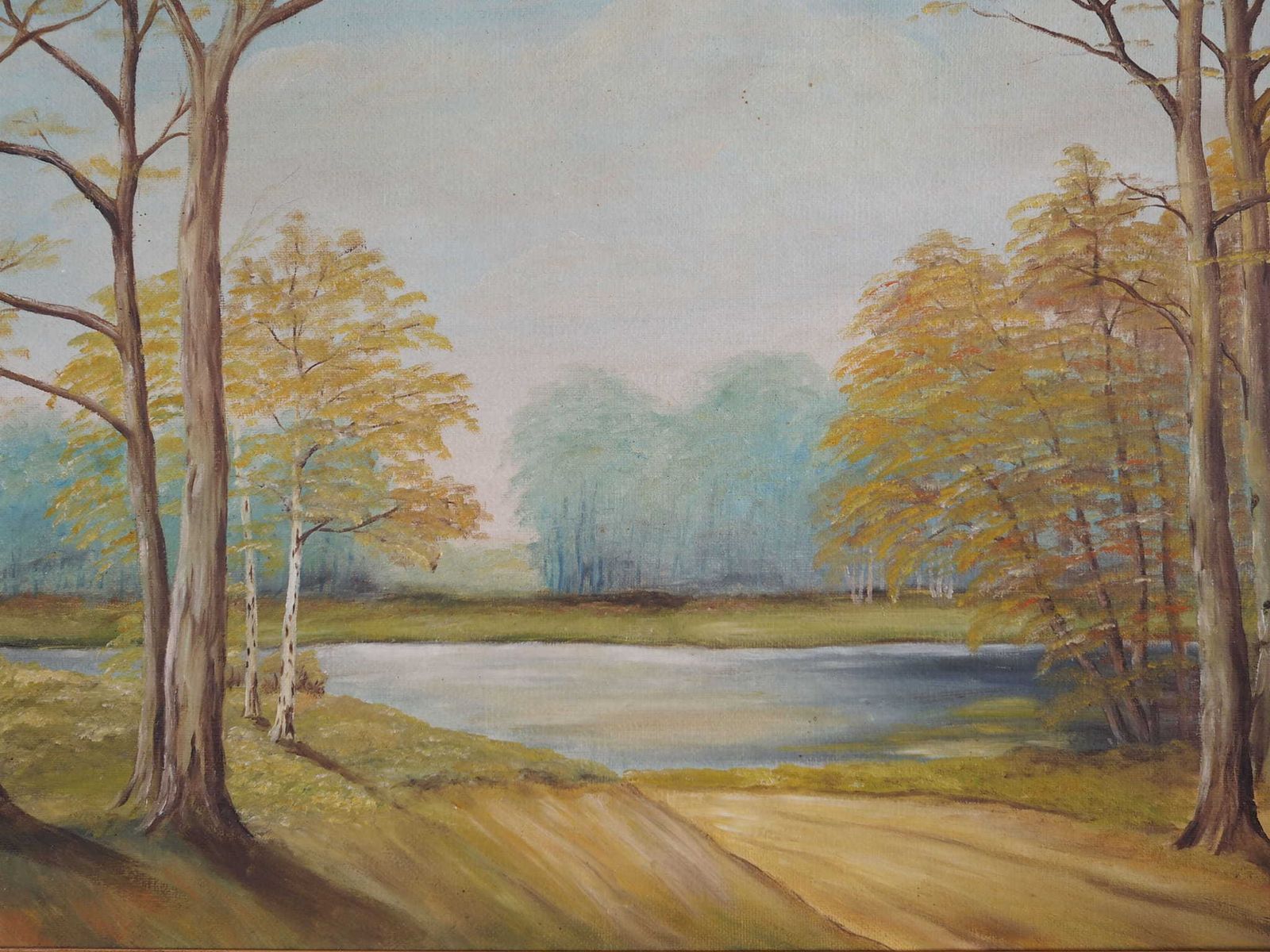 Painting „Two Birch By The Pond”, Scandinavian Design, 1970s photo 439.0