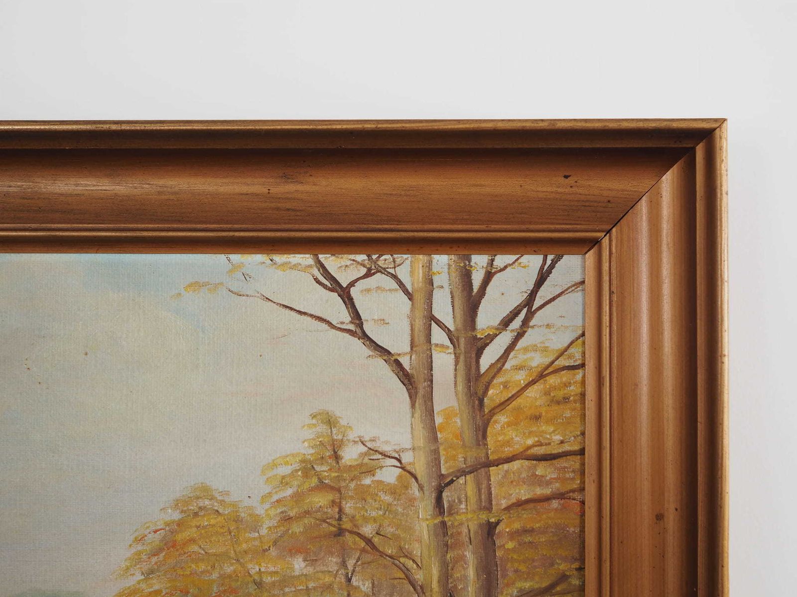 Art Painting „Two Birch By The Pond”, Scandinavian Design, 1970s photo