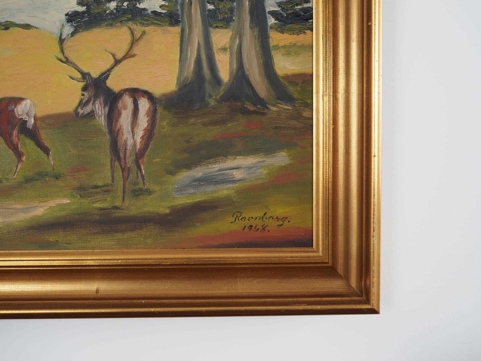Painting „The Pair Of Deer”, Scandinavian Design, 1960s photo vinterior