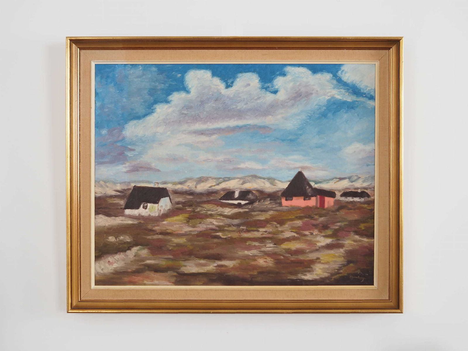 Schilderij „The Village In The Clouds", Scandinavian Design, Jaren 1970 photo Kunst