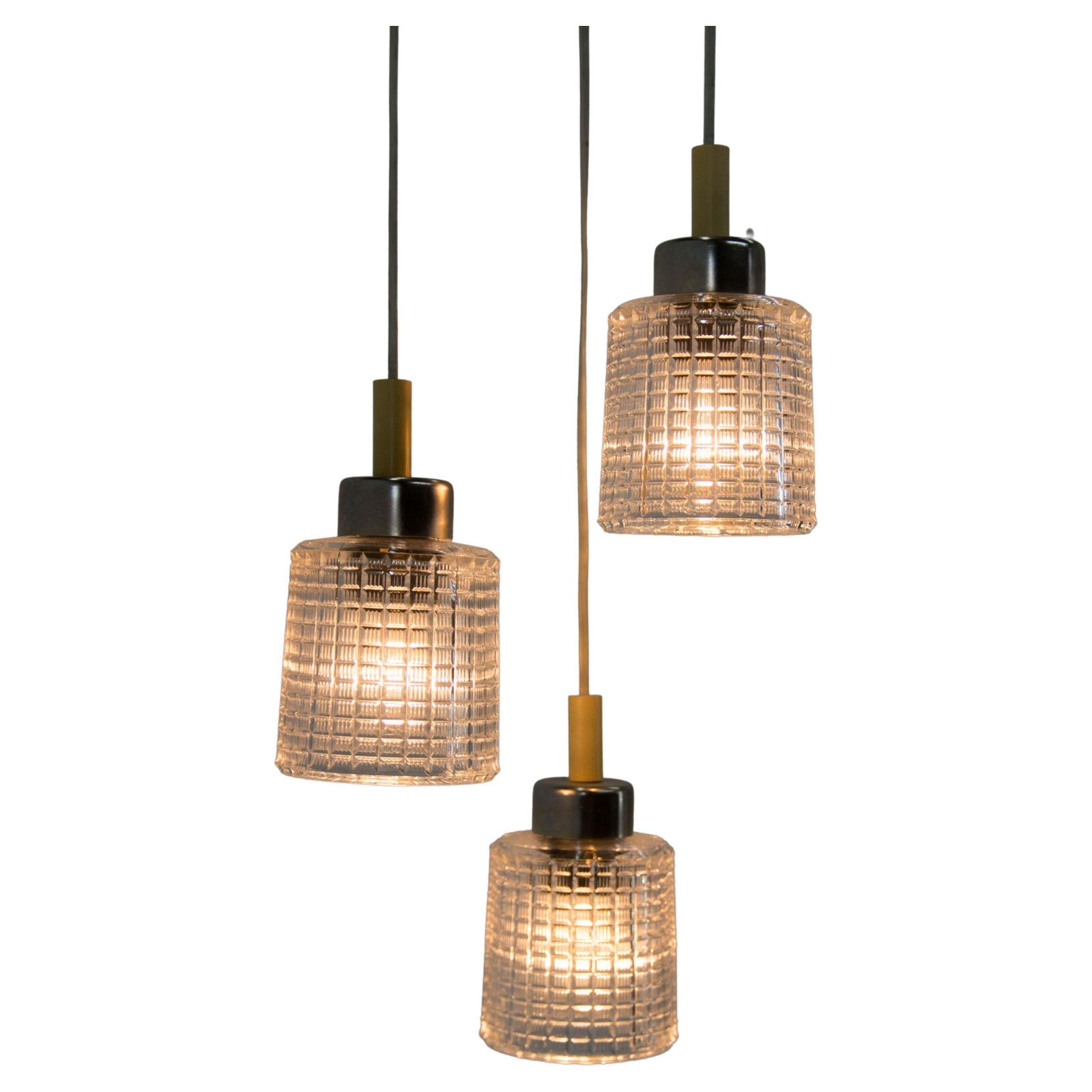 Mid Century Adjustable Glass Chandelier By Pokrok Zilina, 1970s