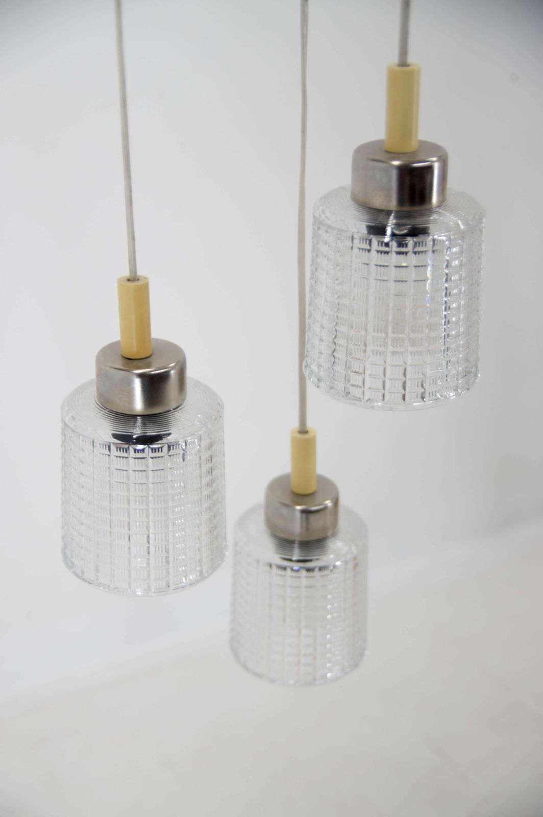 photo furniture Mid Century Adjustable Glass Chandelier By Pokrok Zilina, 1970s