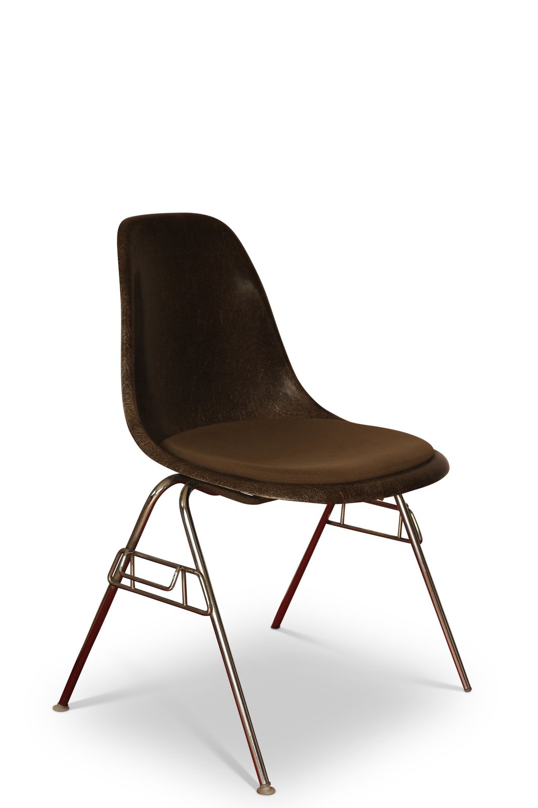 Charles & Ray Eames Herman Miller Dss Fibreglass Upholstered Chair With Chrome Base And Labels 1980's Ol
