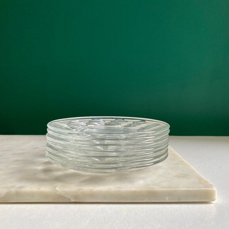 Vintage 14 Piece Arcoroc France Glass Coffee Cup Set | Britannia Thumbprint Tea Cups W/ Matching Saucers | Homeware photo 50.0