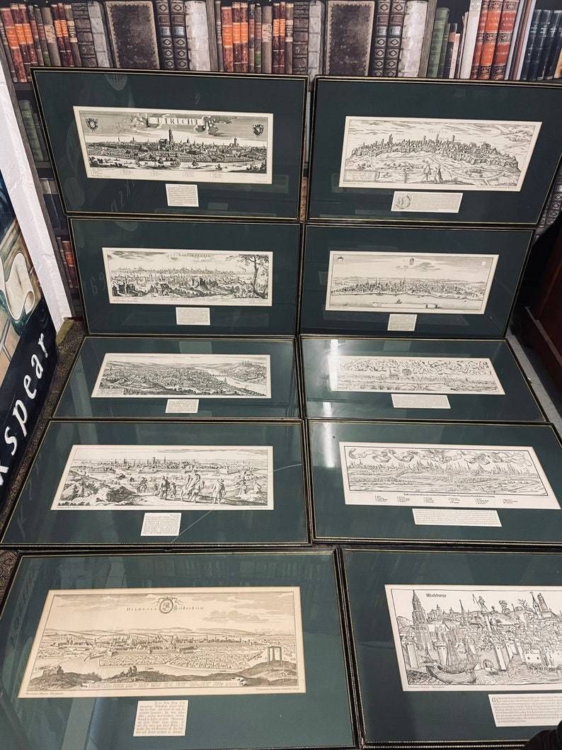 Collection Of 10 Large Landmark Prints Of 18th Century Views Of European Cities And Landmarks Germany Austria Istanbul Woodblock Prints photo for sale