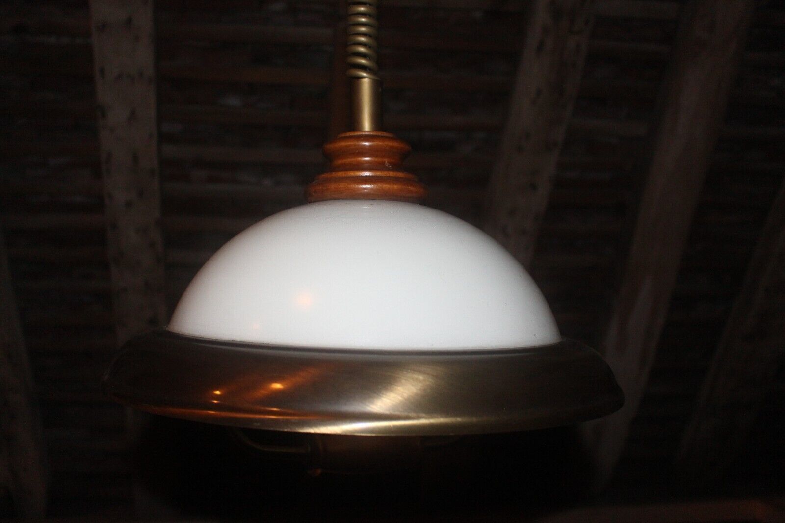 Italian Vtg Metal And Glass Ceiling Light Chandelier Pendant Lamp photo vinterior