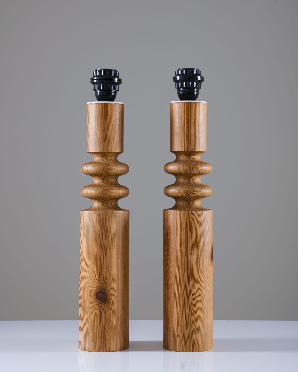 Pair Of Scandinavian Midcentury Table Lamps In Pine By Luxus photo Lighting