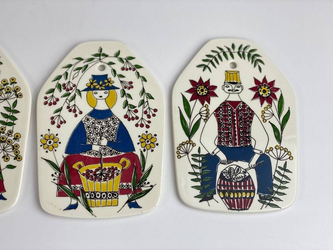4 Mons & Mille Wall Trivets / Plaques Of Turi Design By Turid Gramstad Oliver For Figgjo Flint In Norway photo for sale