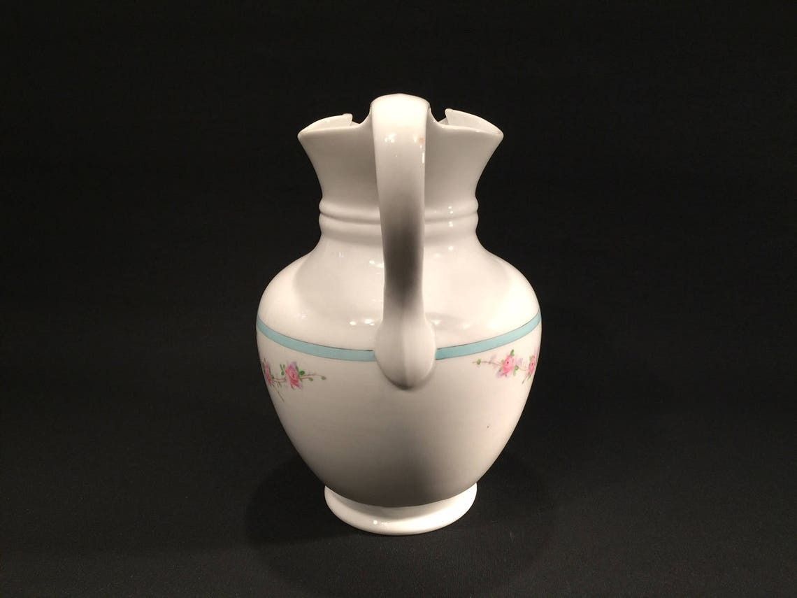 Antique Porcelain Chocolate Jug By Danish Maker Bing And Grondahl In The 1800s, Pink And Light Blue Pattern photo Home Decor