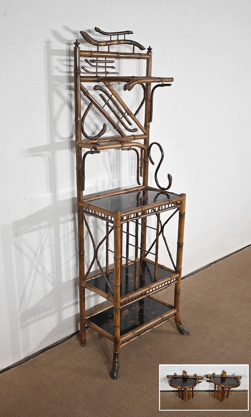 Small Bamboo Shelf And Pair Of Wall Consoles With Asian Decor – 1920