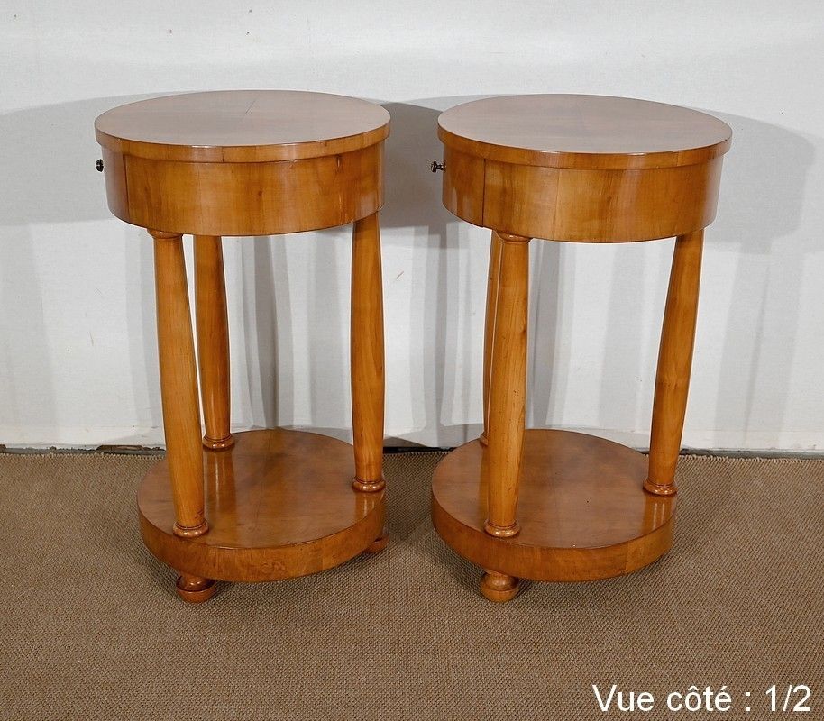 Pair Of Small Cherrywood Pedestal Tables, Empire Style, Mid 20th Century photo buy
