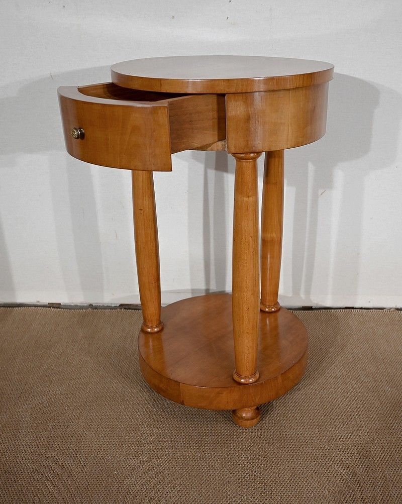photo vintage Pair Of Small Cherrywood Pedestal Tables, Empire Style, Mid 20th Century