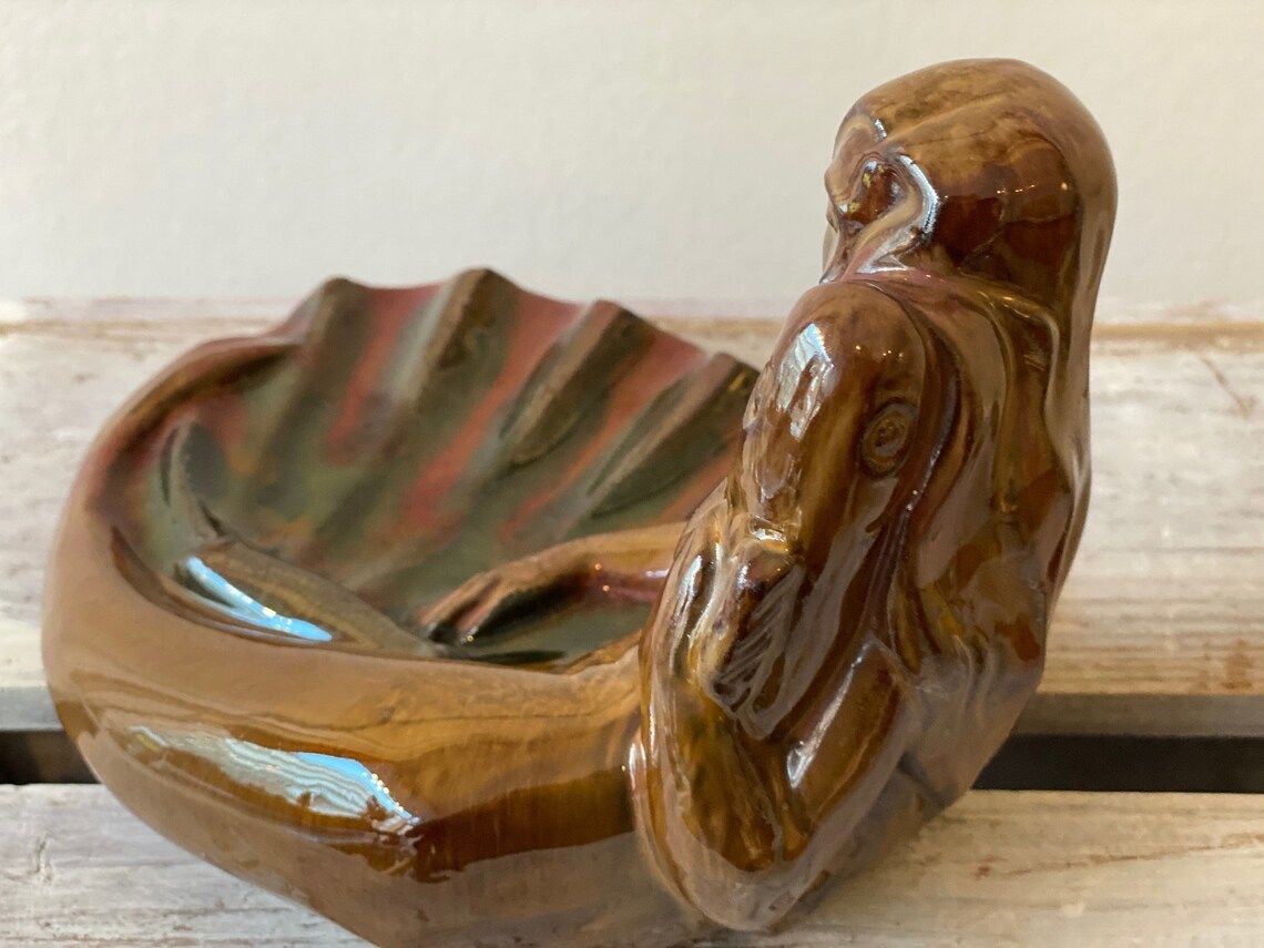 Mermaid Figurine / Bowl By The Icelandic Artist Gudmundur Einarsson. Made In Iceland Circa 1930s 1940s photo buy