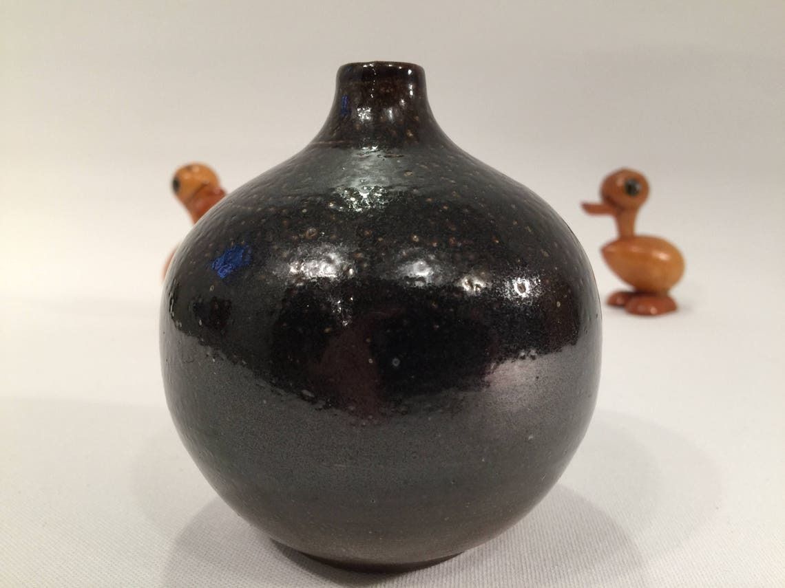 Miniature Vase From Swedish Stoneware Producer Wallakra, Salt Glazed, Scandinavian Home Decor photo vinterior
