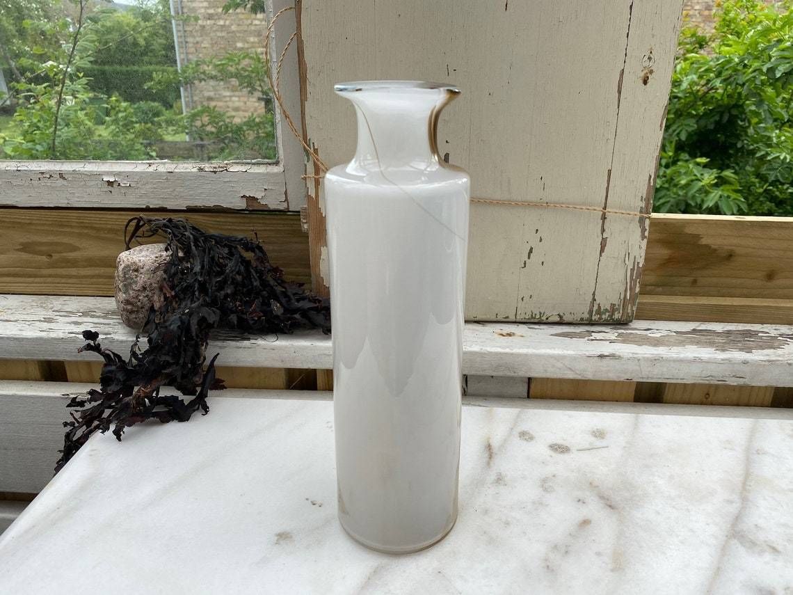 Art Glass Vase By Per Lutken For Holmegaard, From The Cascade Series In The 1970s, White Opal Glass With Earthern And Pink Color Tones photo furniture