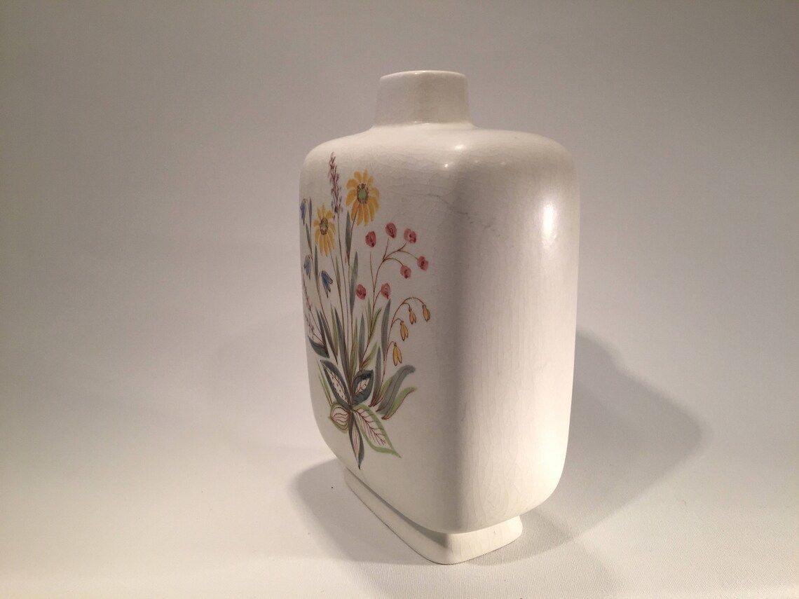 Rorstrand Vase With Flower Motif, By Lars Thorén, Scandinavian Mid Century Modern, 1950s From Sweden photo vintage