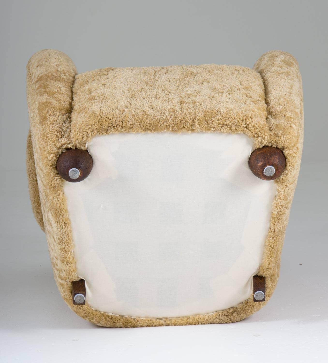 photo for sale Scandinavian Mid Century Lounge Chair In Sheepskin