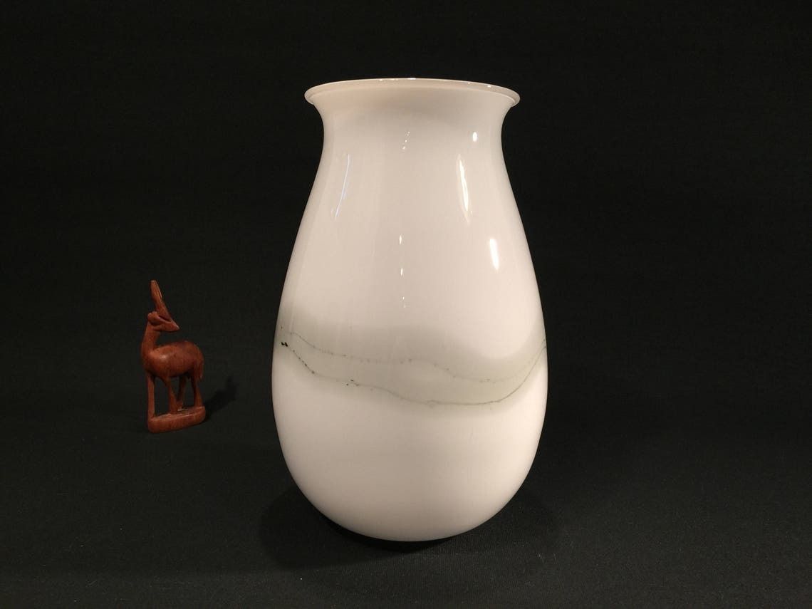 Michael Bang For Holmegaard, Gray And White Art Glass Vase From The 1980s In Scandinavia photo furniture