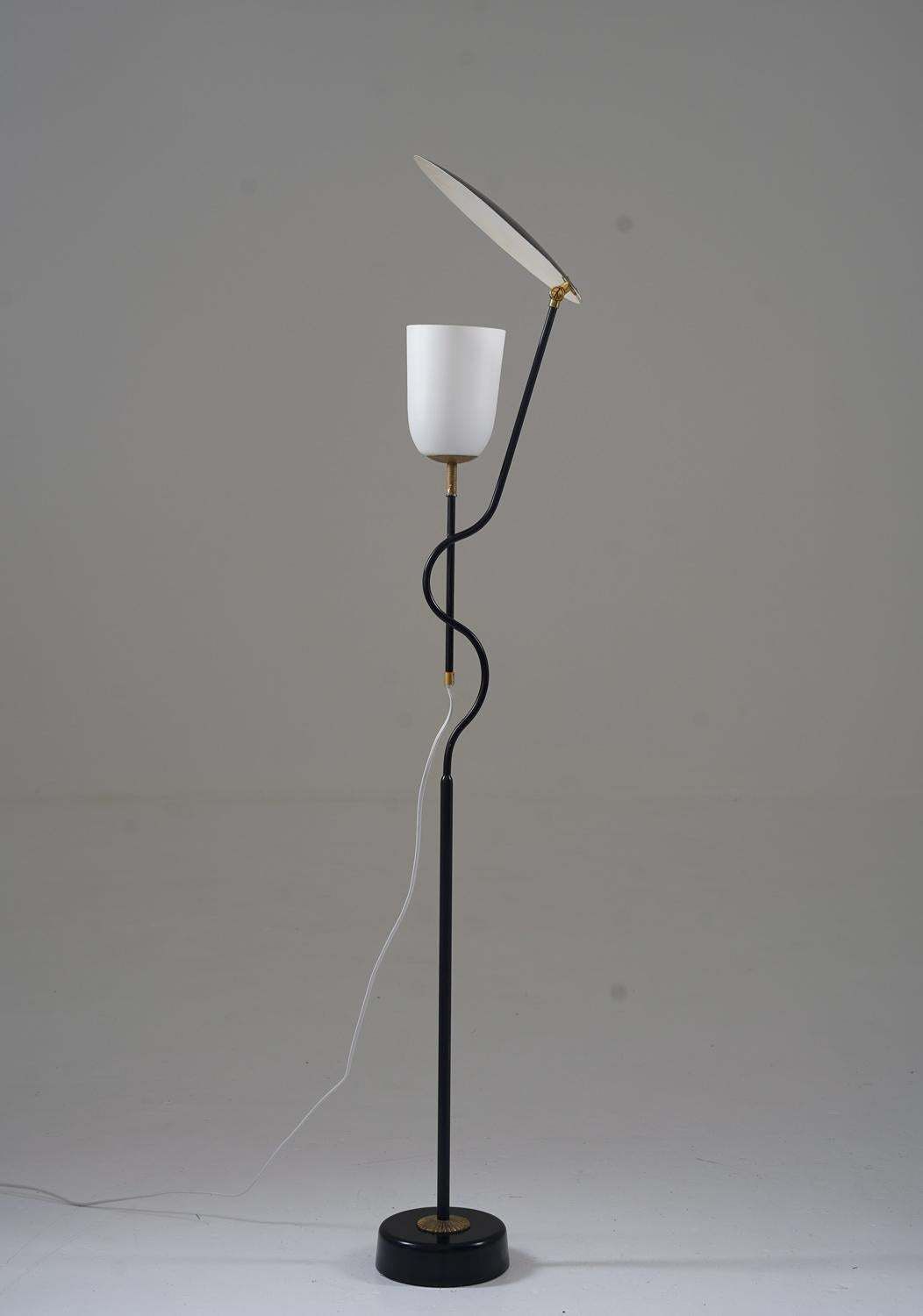 Scandinavian Mid Century Floor Lamp In Metal And Brass photo for sale
