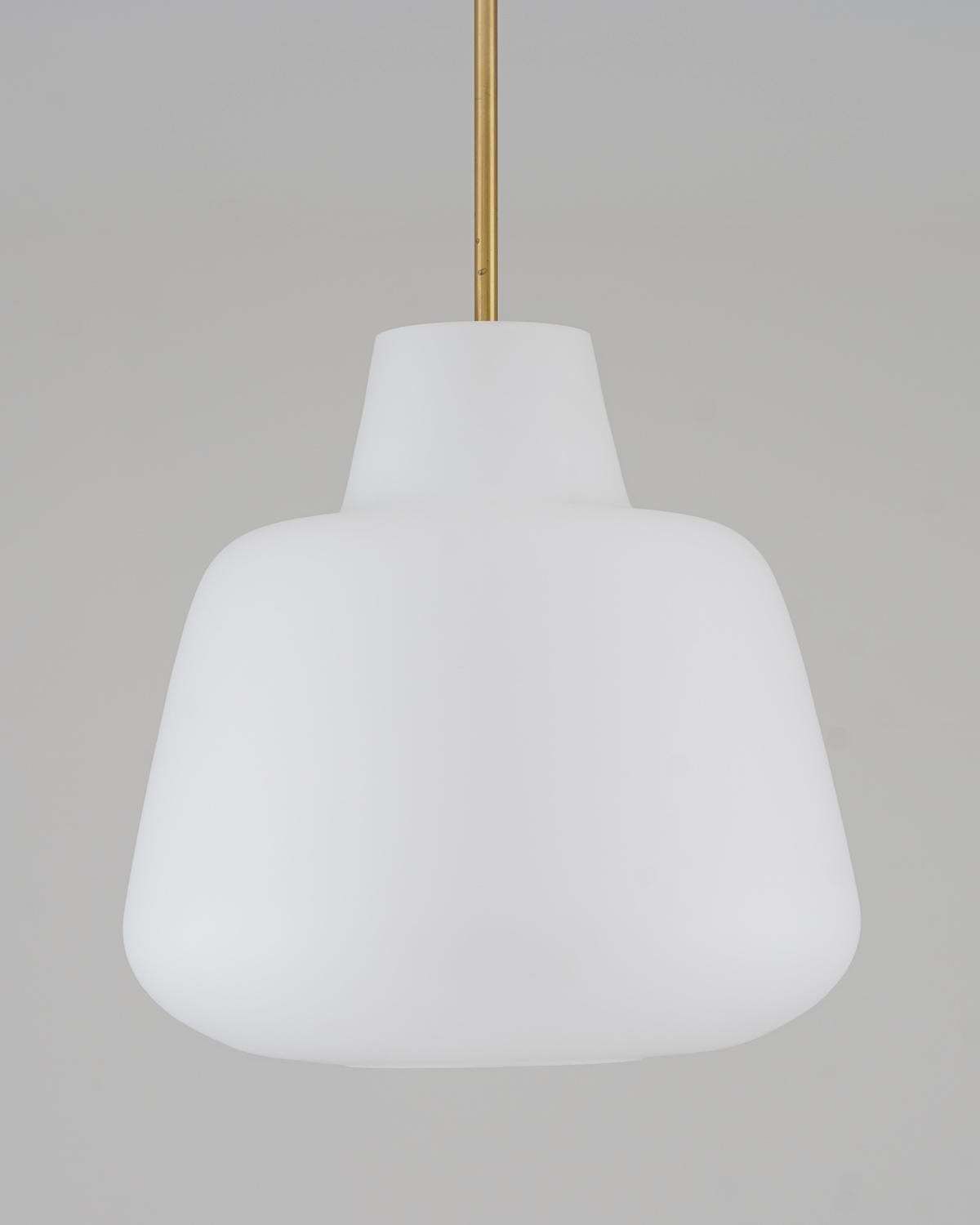Pair Of Large Scandinavian Glass Pendants By Asea, Swedish Modern, 1940s photo for sale
