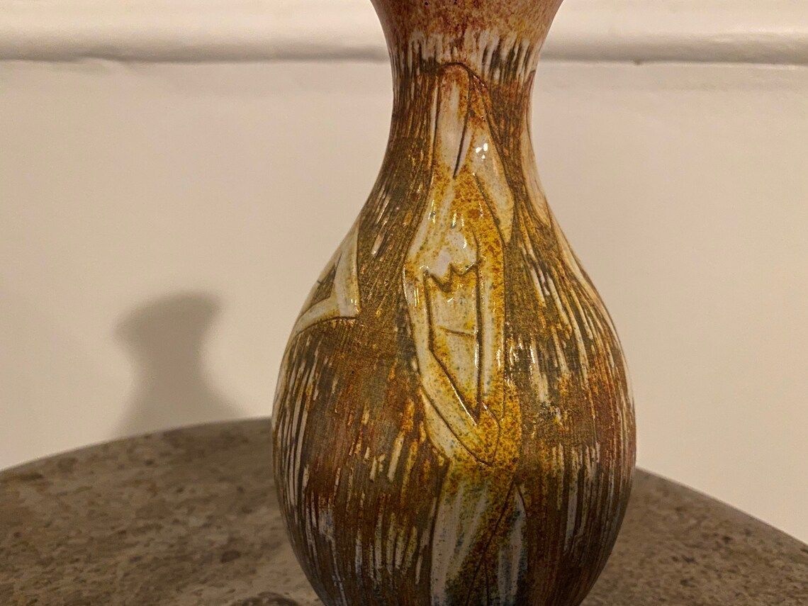 Vase With Four Women From The Swedish Pottery Workshop Torngrens. Mid Cetury From Sweden photo vintage
