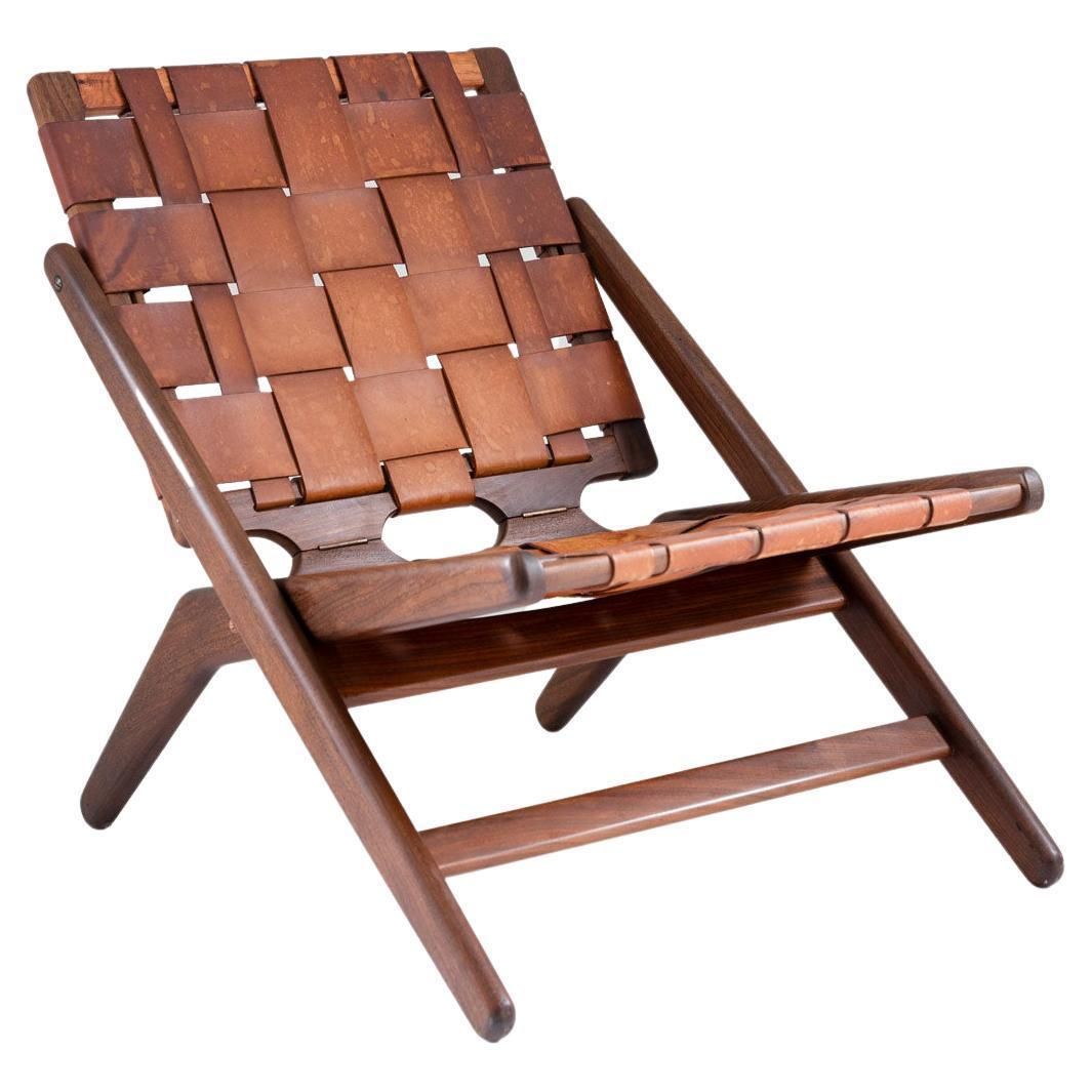 Danish Easy Chair By Arne Hovmand Olsen In Leather And Walnut