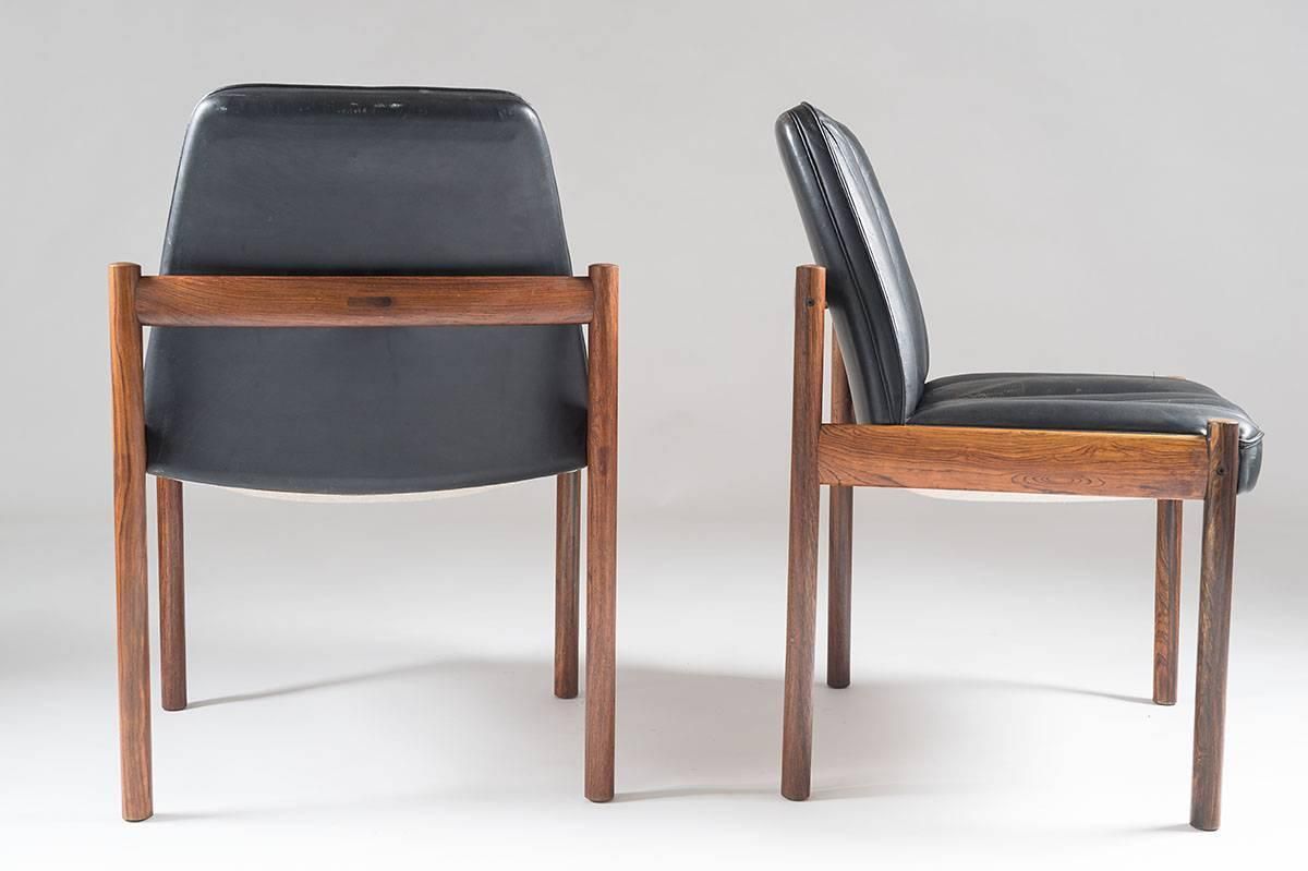 Pair Of Scandinavian Easy Chairs In Rosewood And Leather By Sven Ivar Dysthe photo furniture