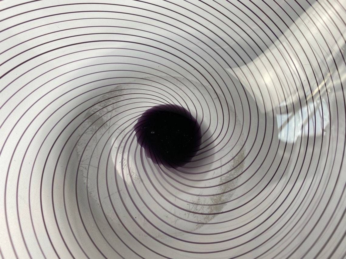 Art Glass Bowl By Vicke Lindstrand For The Swedish Glassworks Kosta  Clear Glass With Purple Threads  Mic Century Modern From Sweden photo vintage