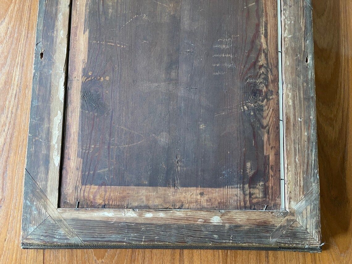 19th Century Picture Frame With Glass Wood With Tulle Fabric And Gilding With Print By Christian The Ix King Of Denmark photo vinterior