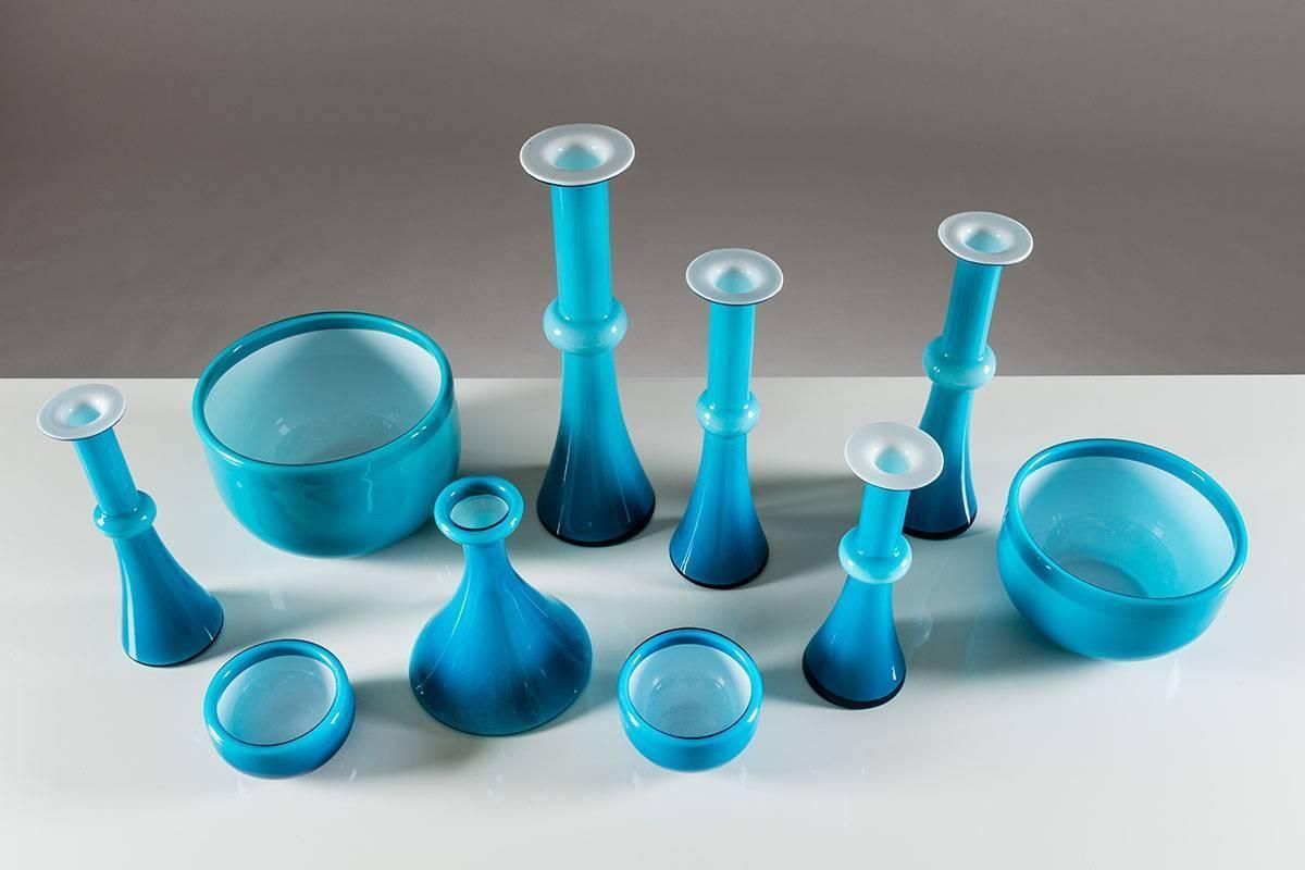 Collection Of Scandinavian Blue Glass By Per Lutken For Holmegaard photo Home Decor