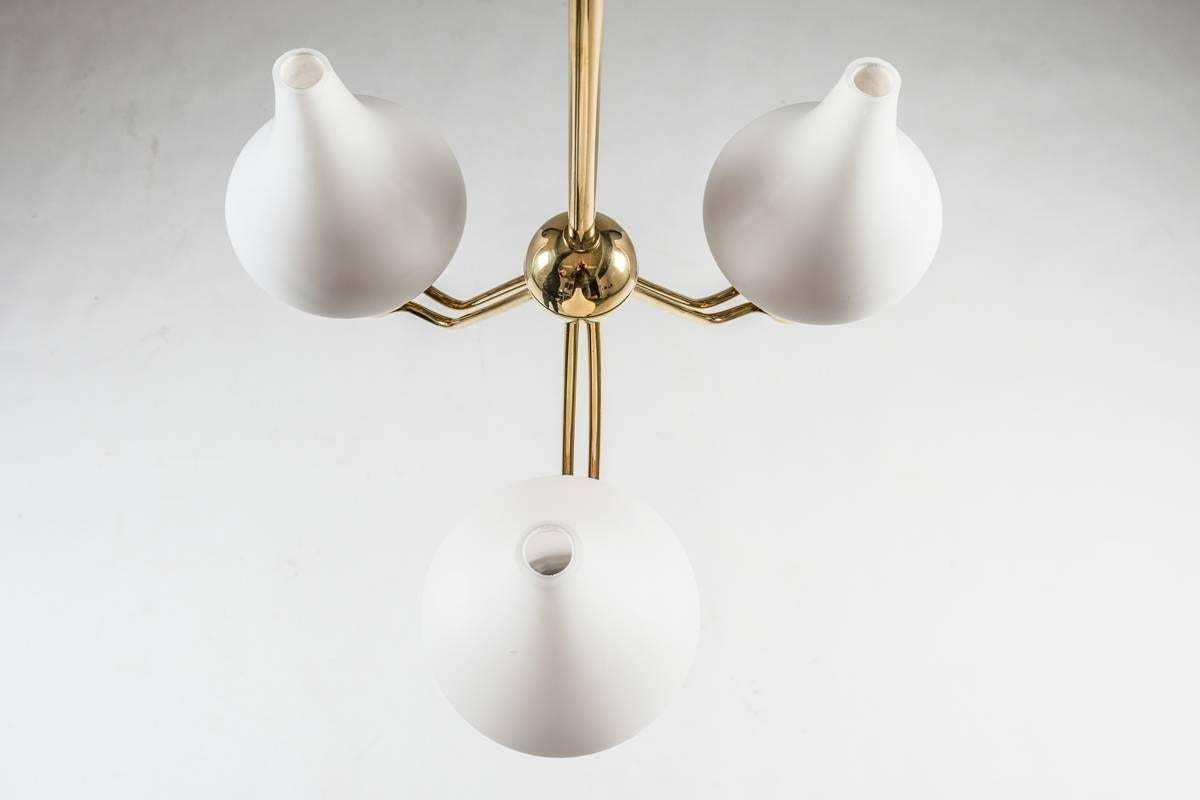 Swedish Chandelier In Brass And Opaline Glass By Hans Bergström For Asea photo 1246.0
