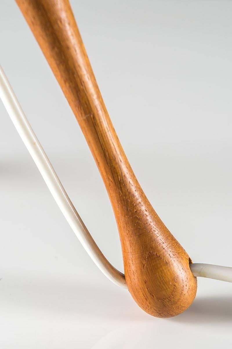 Scandinavian Table Lamp By In Oak And Opaline Glass By Luxus, Sweden photo Lighting