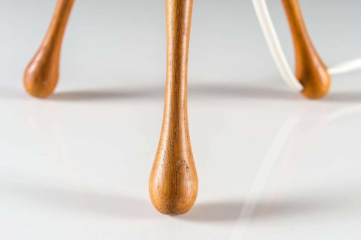 Scandinavian Table Lamp By In Oak And Opaline Glass By Luxus, Sweden photo 1068.0