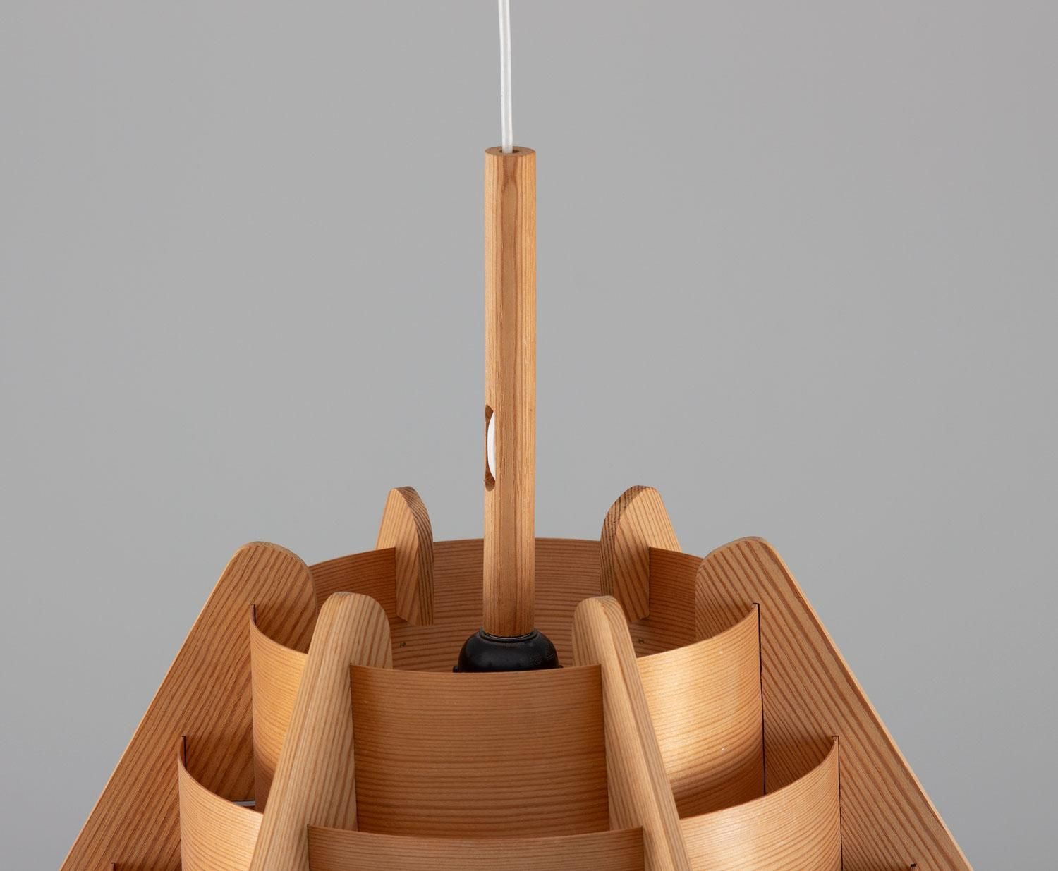 Pair Of Scandinavian Pendants In Pine By Hans Agne Jakobsson photo for sale