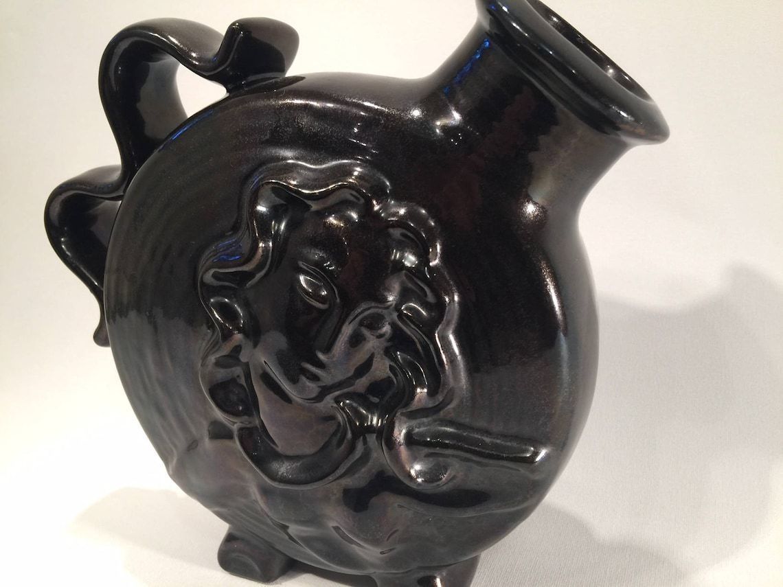Art Deco Madonna Vase By Michael Andersen And Son, Bornholm, Denmark Between 1930 And 1950, Black Glazed Danish Mid Century Modern photo 110.0