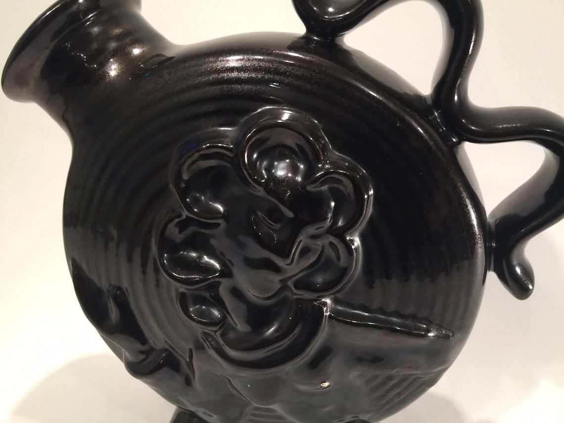 Art Deco Madonna Vase By Michael Andersen And Son, Bornholm, Denmark Between 1930 And 1950, Black Glazed Danish Mid Century Modern photo vintage