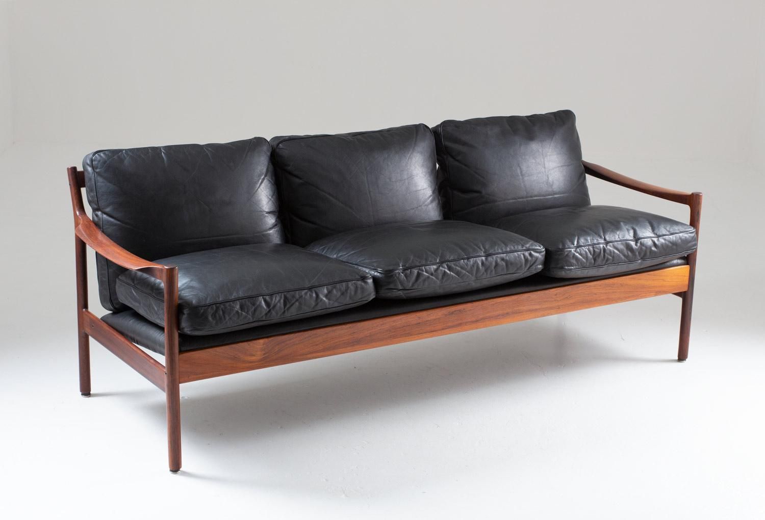 Midcentury Scandinavian Sofa In Leather And Rosewood By Torbjørn Afdal photo Furniture