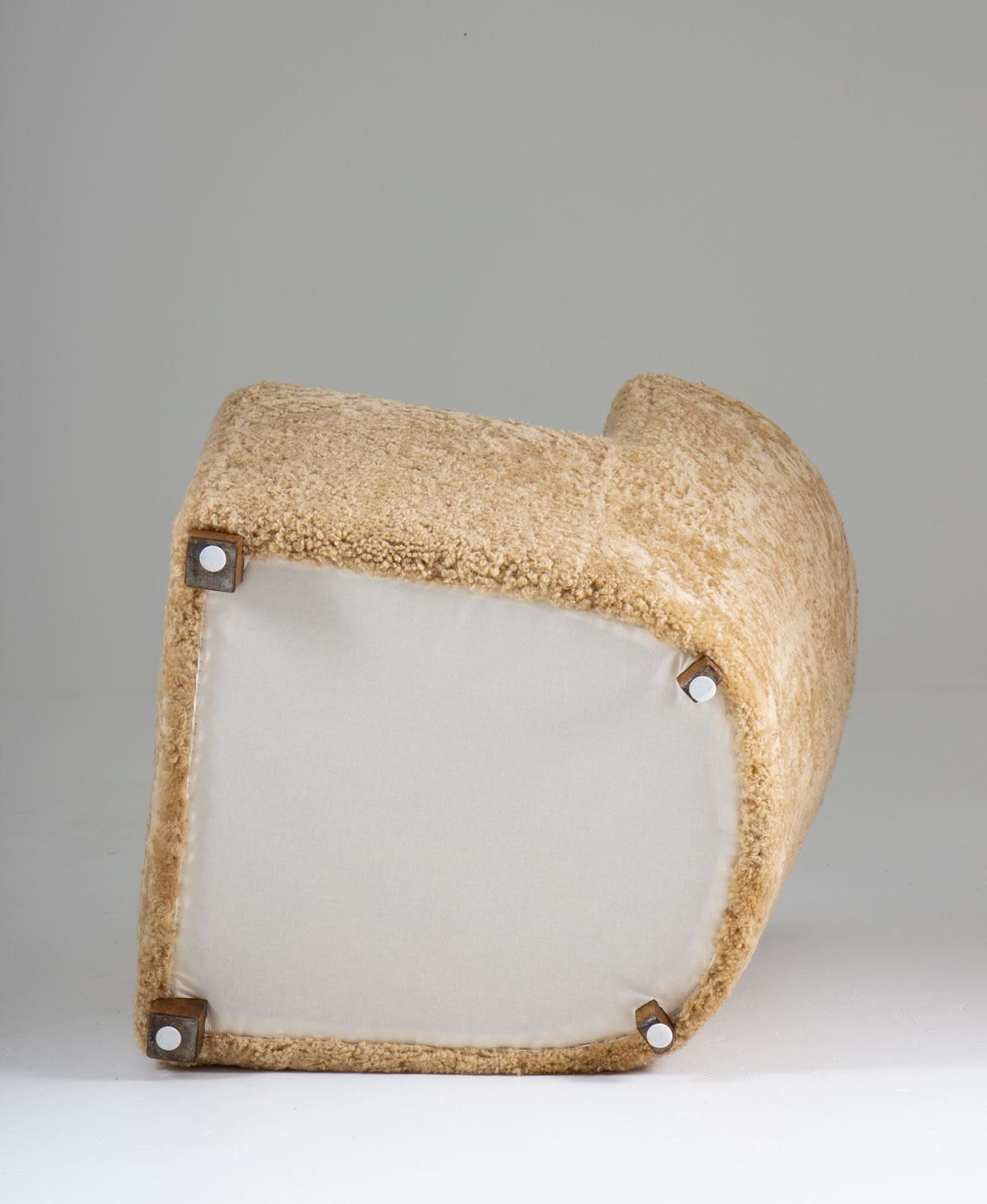 photo for sale Scandinavian Mid Century Lounge Chair In Sheepskin