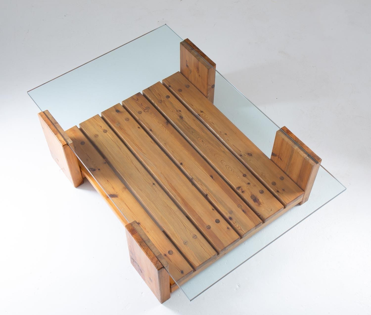 Scandinavian Coffee Table In Pine And Glass By Sven Larsson photo Furniture