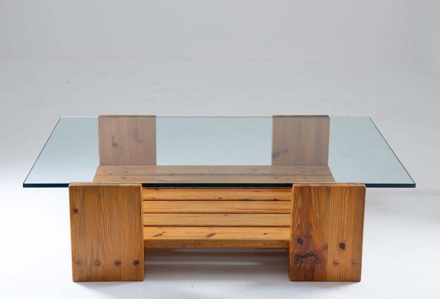 Scandinavian Coffee Table In Pine And Glass By Sven Larsson photo 5785.0